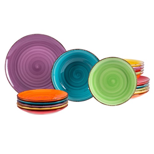 18tlg tellerset uni bunt - uni,
